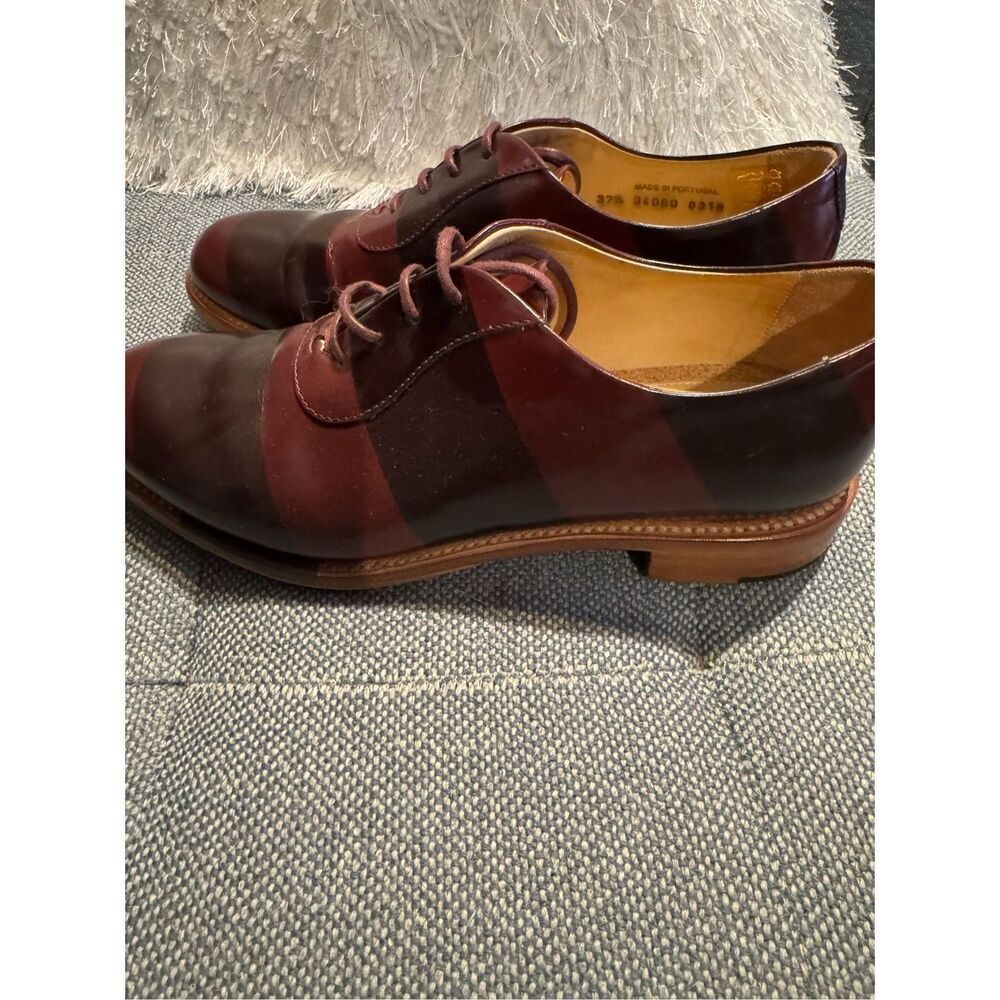 The Office of Angela Scott Mr Smith Bordeaux stripe oxfords size 37.5 / 7.5 - Picture 4 of 11